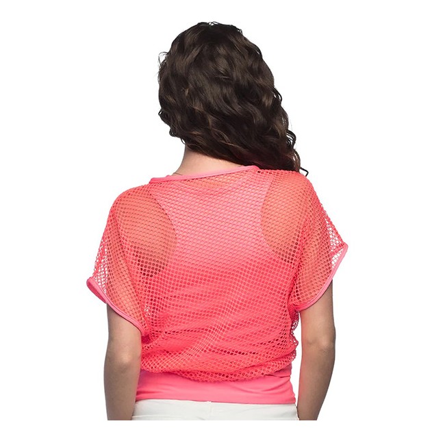 CAMISETA DE REJILLA CON TOP EN FUXIA NEON